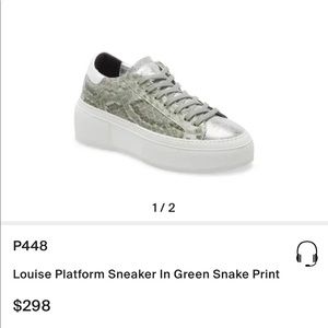 P448 Louise Platform Sneaker In Green Snake Print Size 39